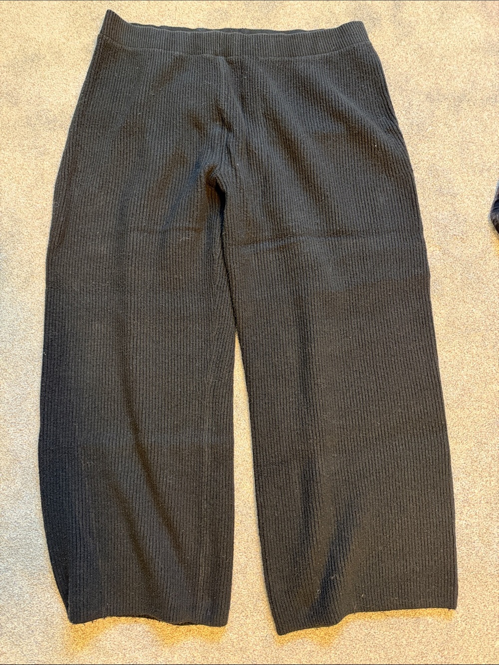 GAP Black Ribbed Wide-Leg Knit Sweatpants